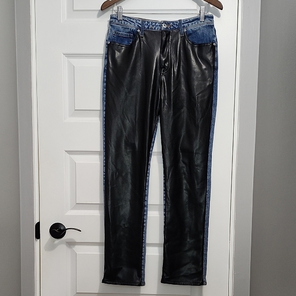 REVOLVE JONATHAN SIMKHAI STANDARD The River faux leather straight leg jeans - Picture 3 of 14